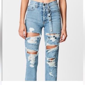 Carmar Los Angeles buckle strap jeans denim size 26 festival concert wear